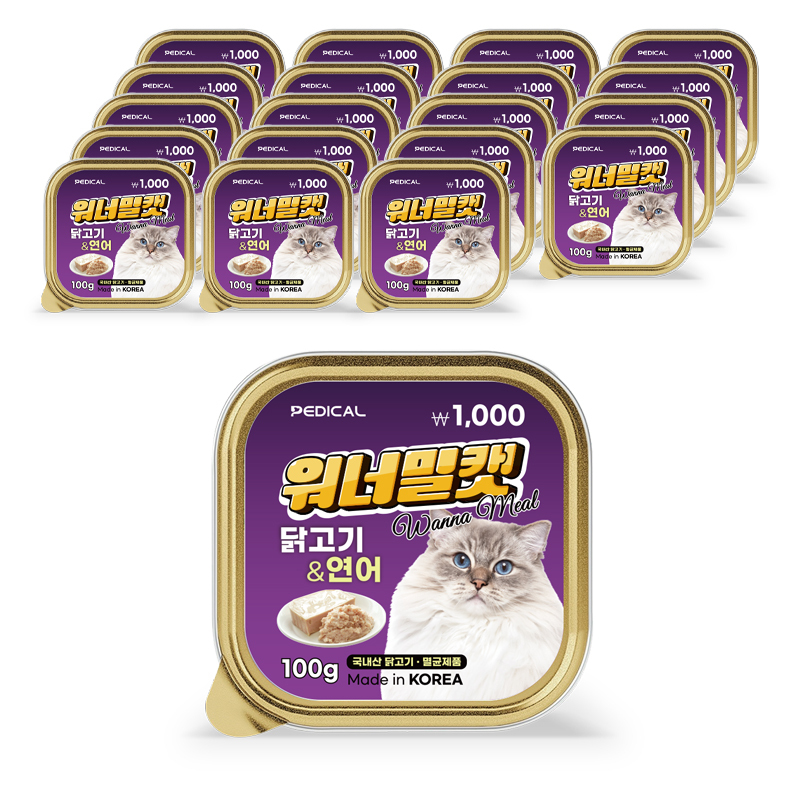 워너밀 고양이 습식사료 닭고기&연어 100g 20p - 상품 이미지