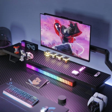 [해외]카본 모니터 받침대 대형 와이드 데스크 테이블 PC 블랙 카본 섬유 60x20x10.2cm