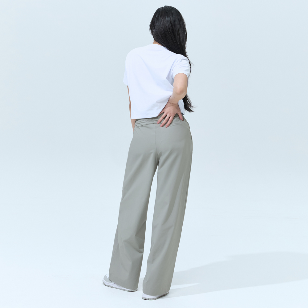 블랙몬스터핏 여성 세미 쿨 스판 와이드 팬츠 편한 트레이닝 밴딩 바지 봄 여름 9부 이미지 3