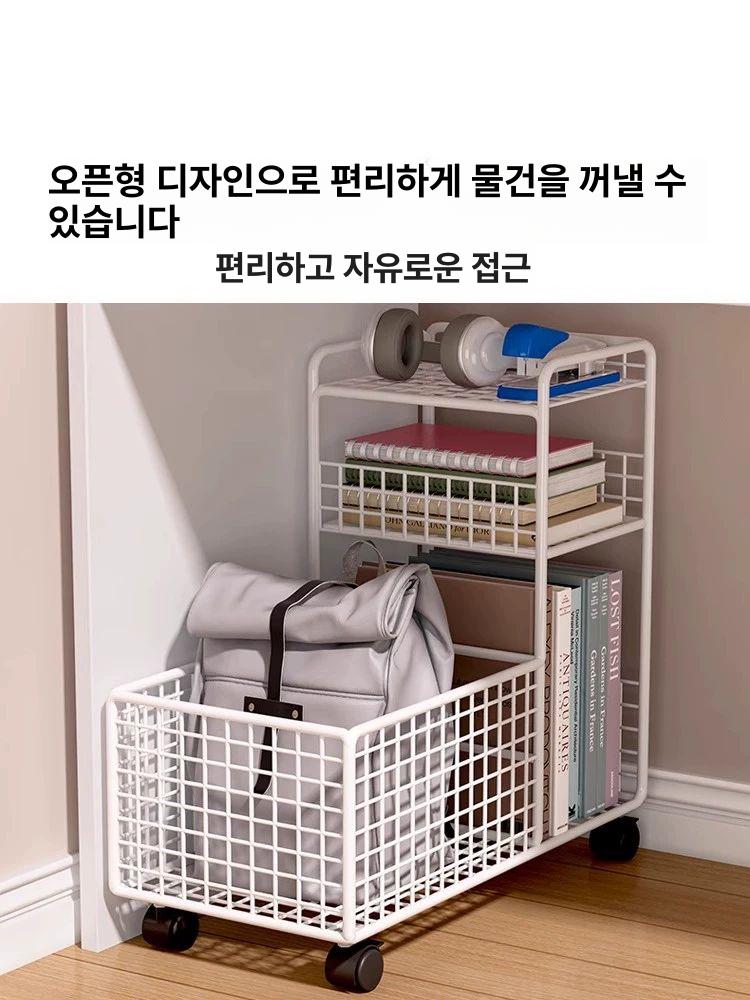 이동식 사이드수납장 철제 틈새 책상아래 미니 슬라이딩 화이트 3단 중형 - 상세 이미지 3