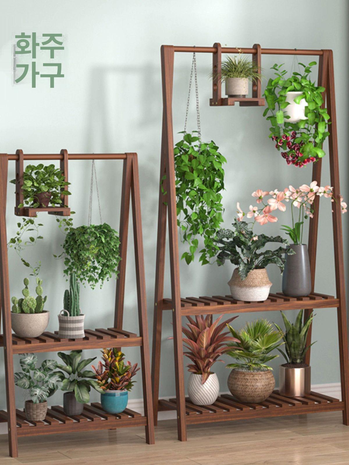 화초선반 거실화분대 화분장식장 화분걸이 식물장 카보나이즈드 중형 50 - 상세 이미지 2