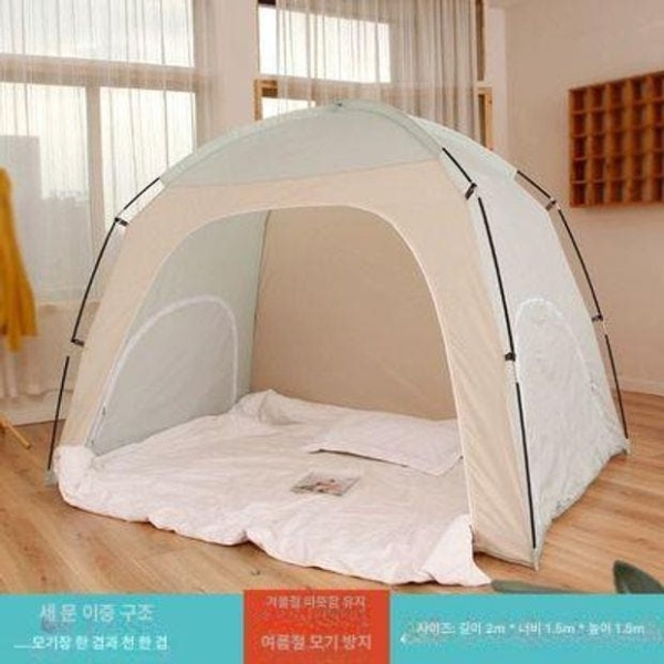 초강력 방풍 난방텐트 실내용 커튼 접이식 기숙사 화이트 모기장 2m x 1.2m 1.2m침대 화이트 모기장 2m x 1.2m 1.2m - 상세 이미지 2