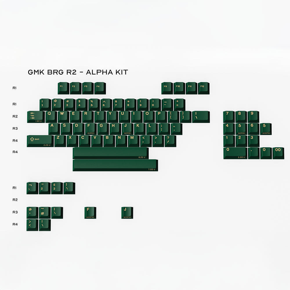 GMK CYL British Racing Green R2 키캡 알파킷 - 상품 이미지