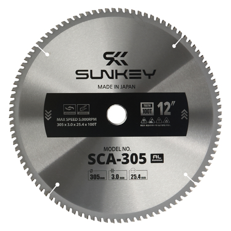 썬키 팁소 원형톱날 알루미늄용 305x3.0x25.4mm 100T SCA-305 - 상품 이미지