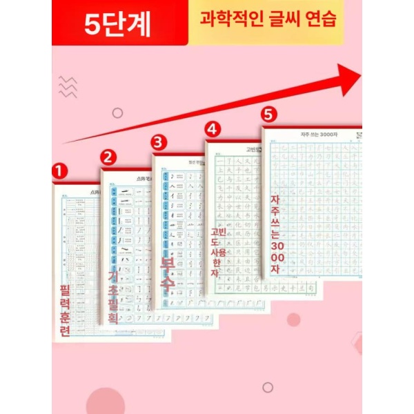 프리미엄 한자 연습장 중국어 손글씨 연습 필사 단어장 교구형 2권 페이지별중복없음 자형 1권 페이지별중복없음 - 상세 이미지 2