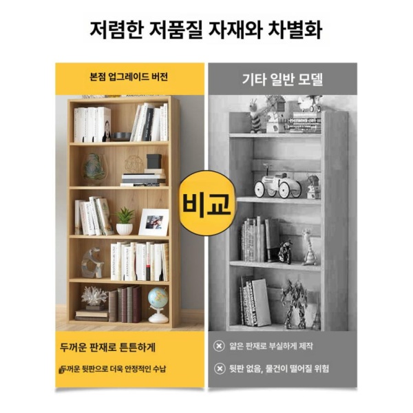 실용적인 슬림 거실 4단 블루+화이트 60 x 24x106 수납장 책꽂이 미니 진열장 겸용 큐브 2단 책장 웜화이트 - 상세 이미지 5