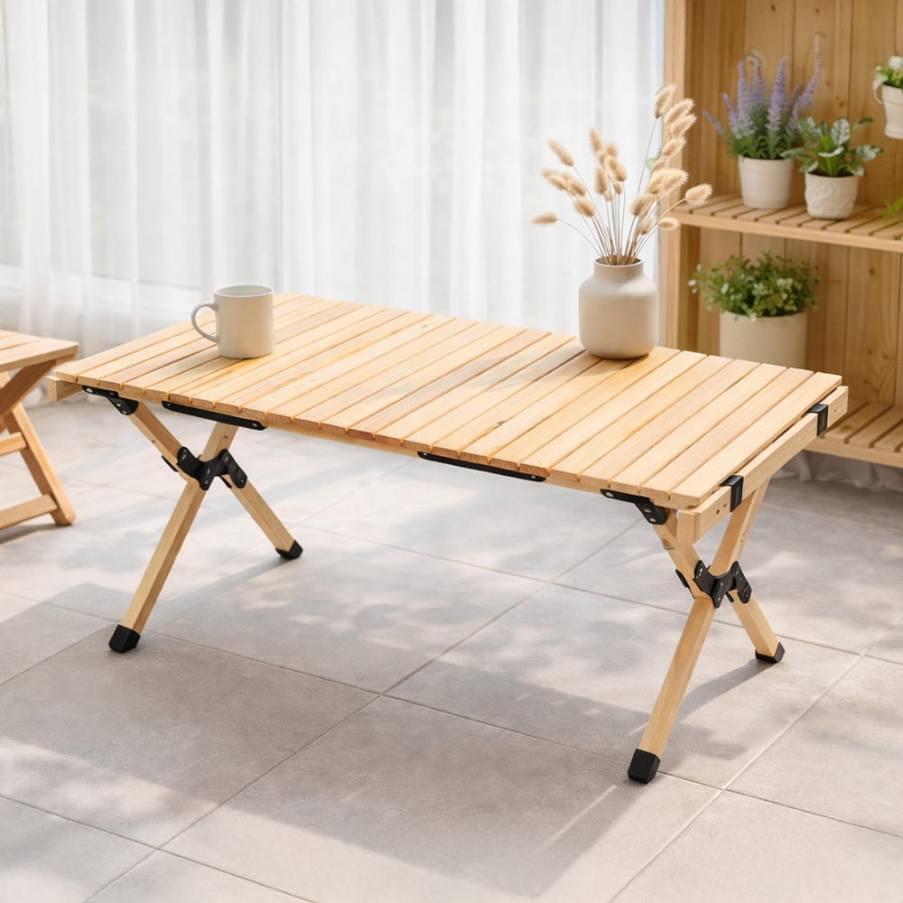 원목 캠핑 테이블 접이식 우드롤테이블