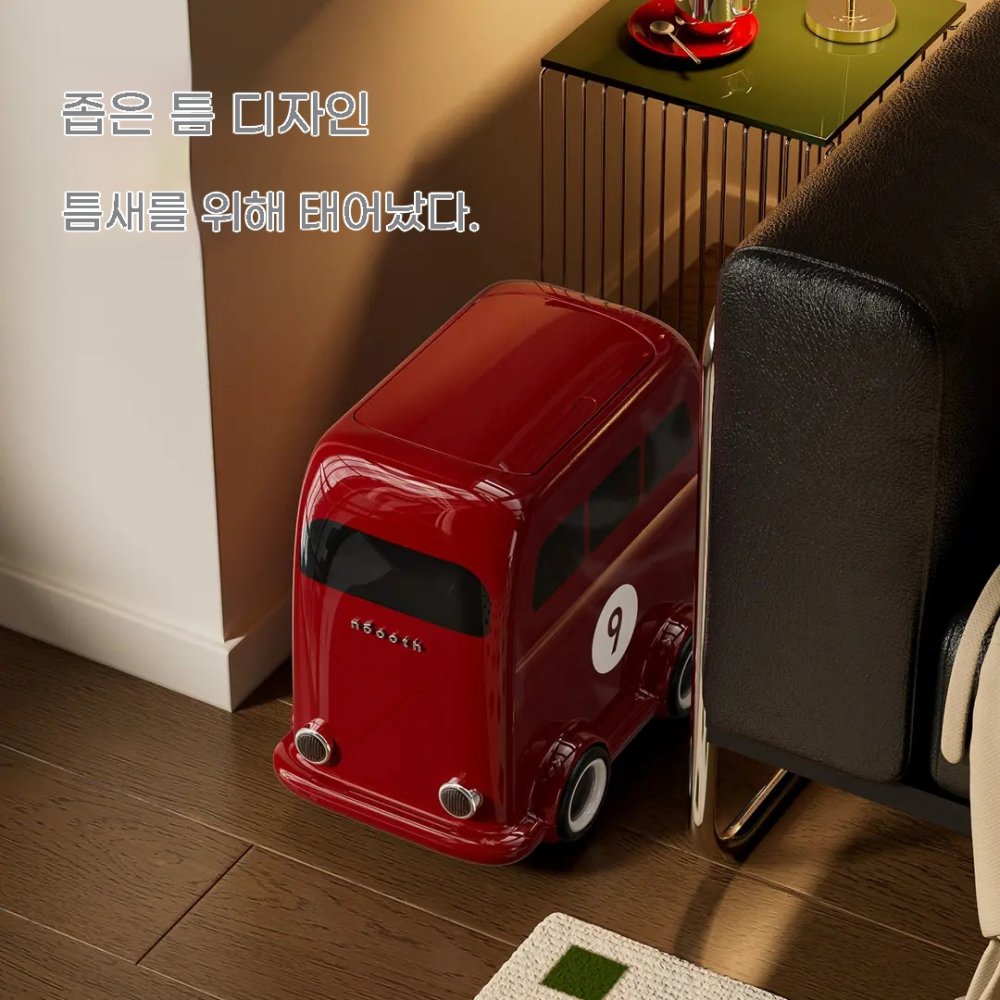 가정용 이동식 휴지통 뚜껑형 화장실 거실 침실 다용도쓰레기통 인테리어 레트로 레드 - 상세 이미지 2