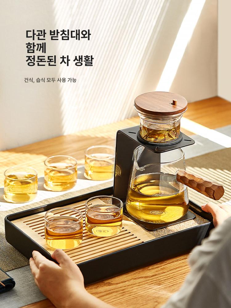 도자기 내열유리 표일배 원터치 티메이커 약탕기 티팟 찻 11 투명400ml 받침미포함 - 상세 이미지 5