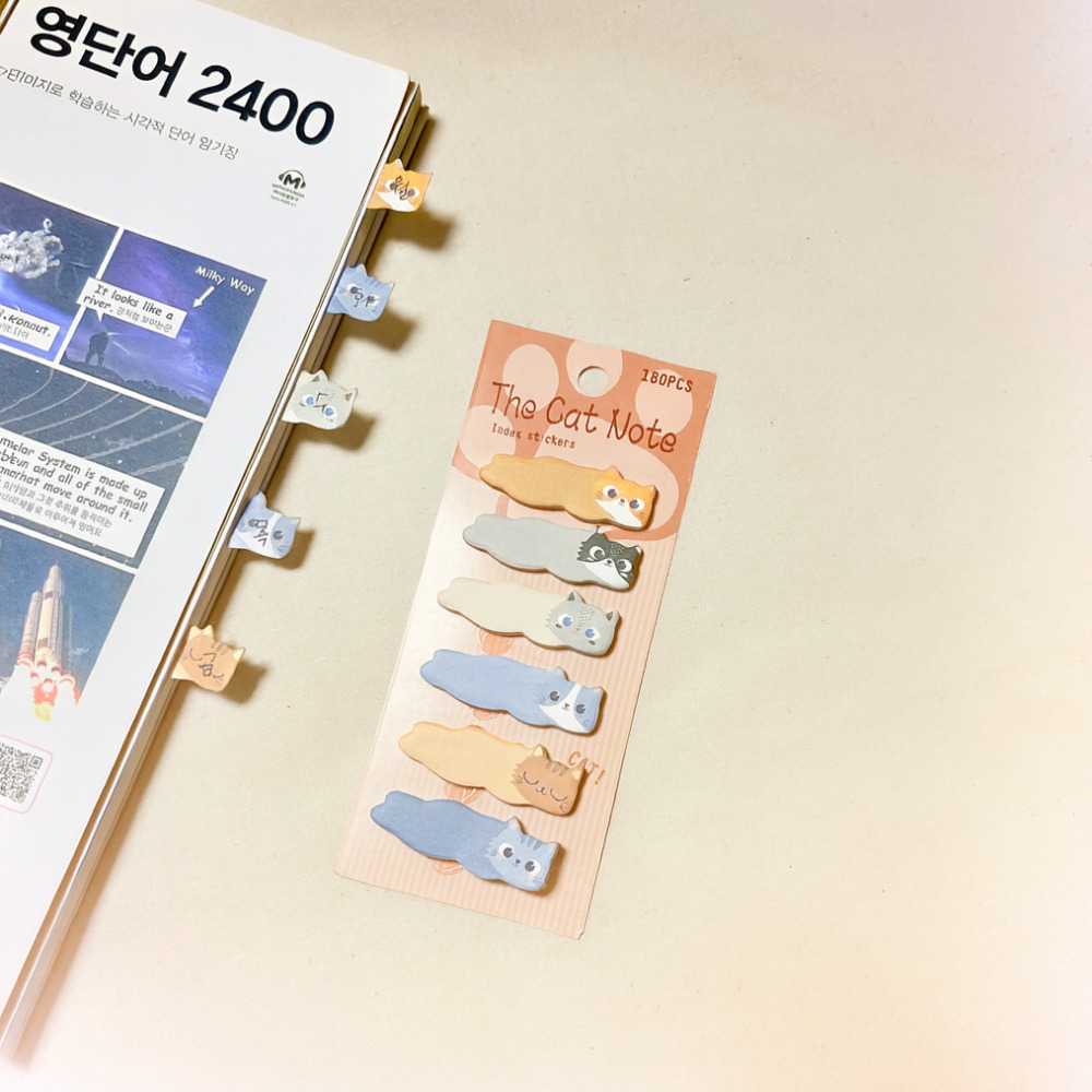 귀여운 고양이 점착 미니 인덱스 180개 - 상품 이미지