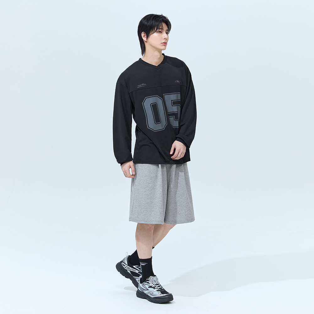 블랙몬스터핏 쿨 매쉬 럭비 오버핏 저지 롱슬리브 메쉬 헬스티셔츠 긴팔 빅사이즈 짐웨어 - 상세 이미지 4