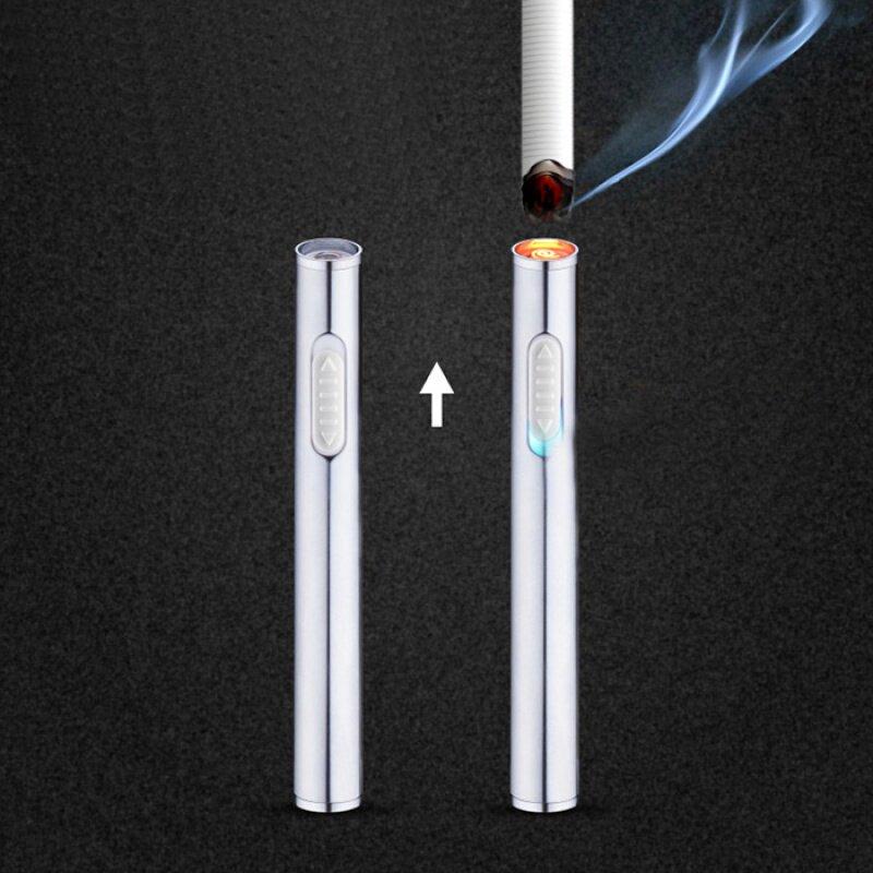 USB 충전식 방풍 디자인 슬림 휴대용 전기라이터 골드 기본 사이즈 설명 - 상세 이미지 3