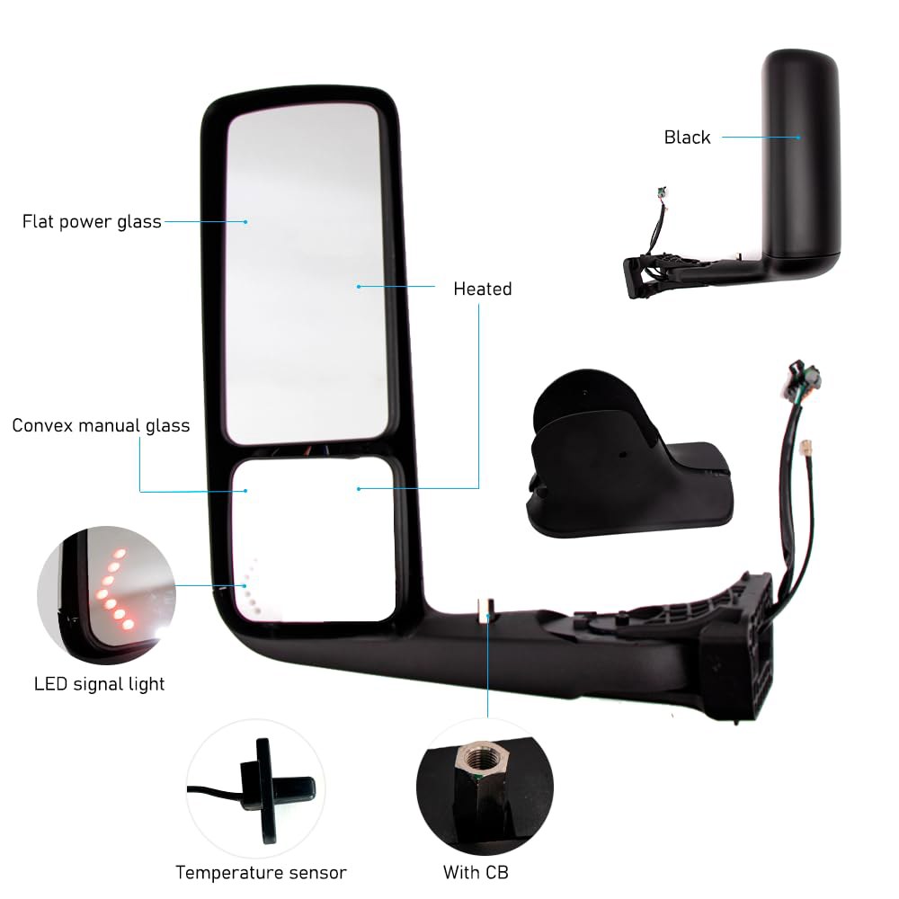 For Truck International LT625 Door Signal LED and Left Mirror light CB with LH Driver (Black) Side - 상세 이미지 2