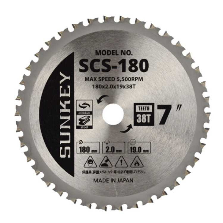 썬키 팁소 원형톱날 금속용  180x19x2mm  38T SCS-180 - 상품 이미지