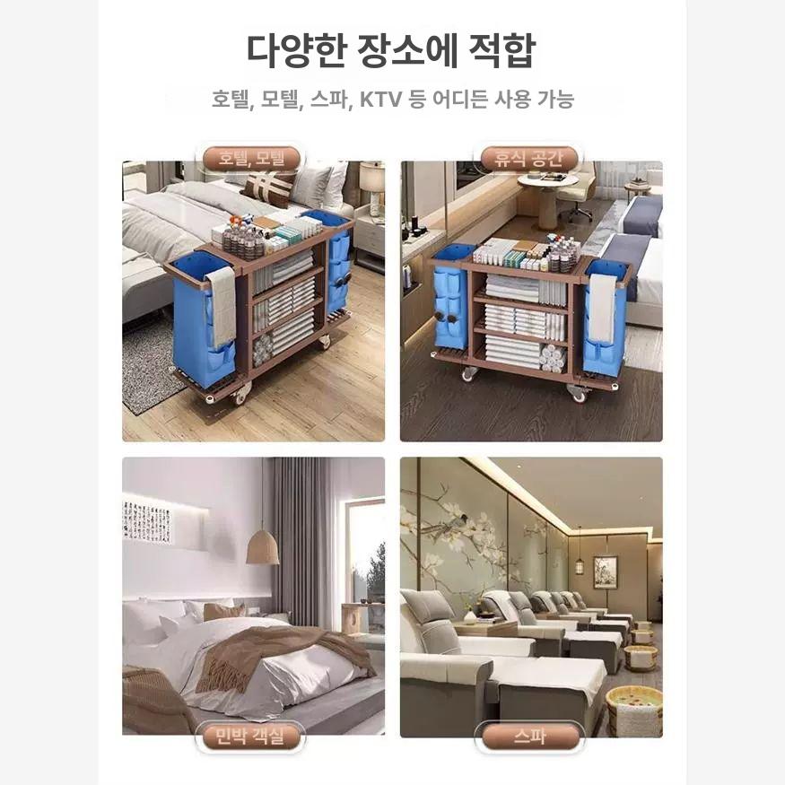 청소용 카트 바퀴 수레 청소용카트 밀차 업소용 대형 양면 소형 바퀴 브라운 - 상세 이미지 3