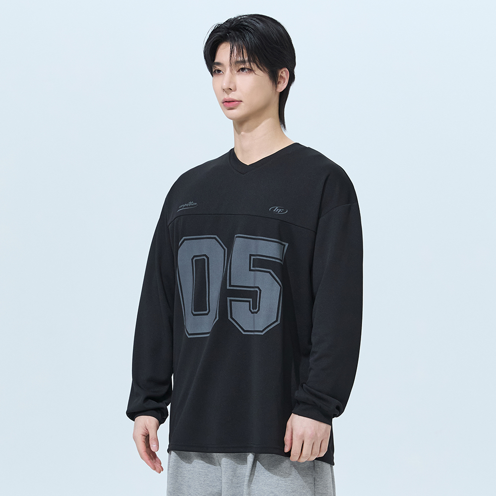 블랙몬스터핏 쿨 매쉬 럭비 오버핏 저지 롱슬리브 메쉬 헬스티셔츠 긴팔 빅사이즈 짐웨어 - 상세 이미지 3