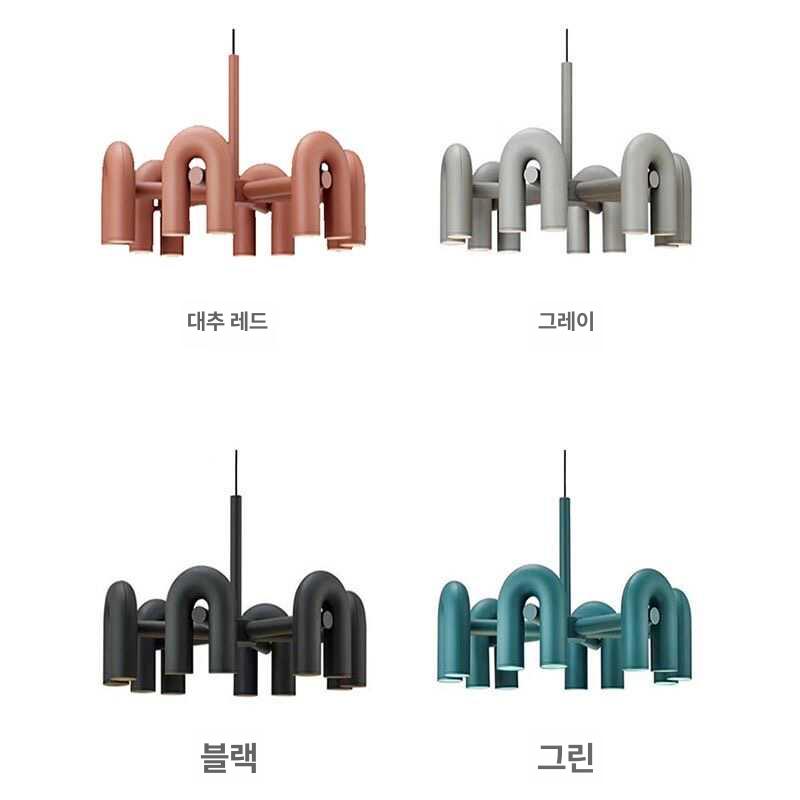 인테리어 서커스 샹들리에 장식 램프 조명 식탁 천장 무광그레이 6등 - 상세 이미지 5