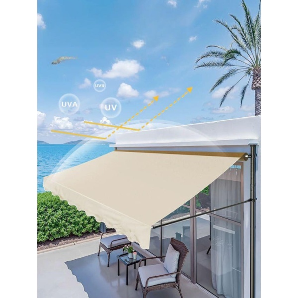 프리미엄 접이식 베이지 150 x 120cm 벽부형 어닝 차양막 상가 처마 기둥 업소용 베이지 150 x 120cm - 상품 이미지