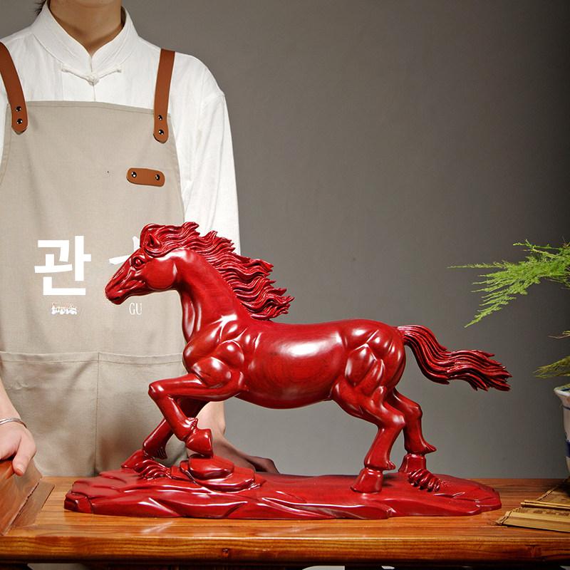 원목 공예품 장식품 모형 목조 대형 성공 목각 붉은말 레드로즈우드 말 70cm - 상세 이미지 2