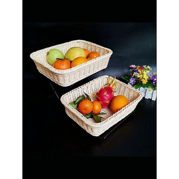 고급 라탄 디스플레이 뷔페 빵 진열 과일 트레이 제과 진열용 브라운 32 x 26x6cm 바구니 브라운 32 x 26x6cm 바구니 - 상세 이미지 2