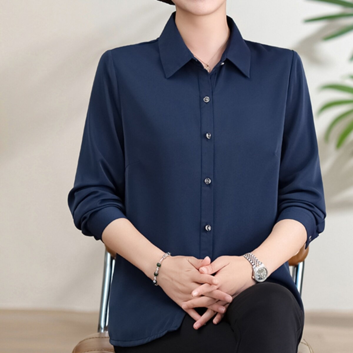 블라우스 여성의류 여성블라우스 남방 봄코디 여자봄옷 여성셔츠 여자봄코디 봄 연한 파랑, L - 상세 이미지 3