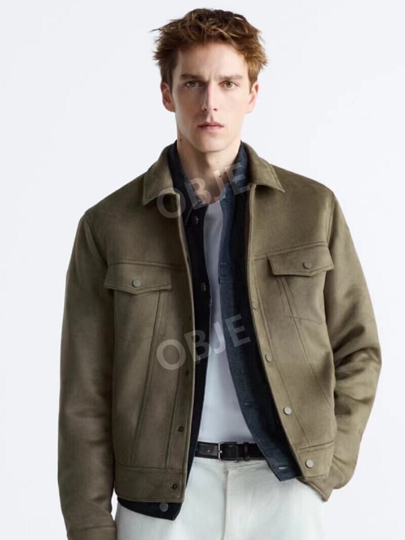 ZARA 남성 스웨이드 재킷 슬림핏 자라 봄 가을 남자 아우터 - 상세 이미지 4