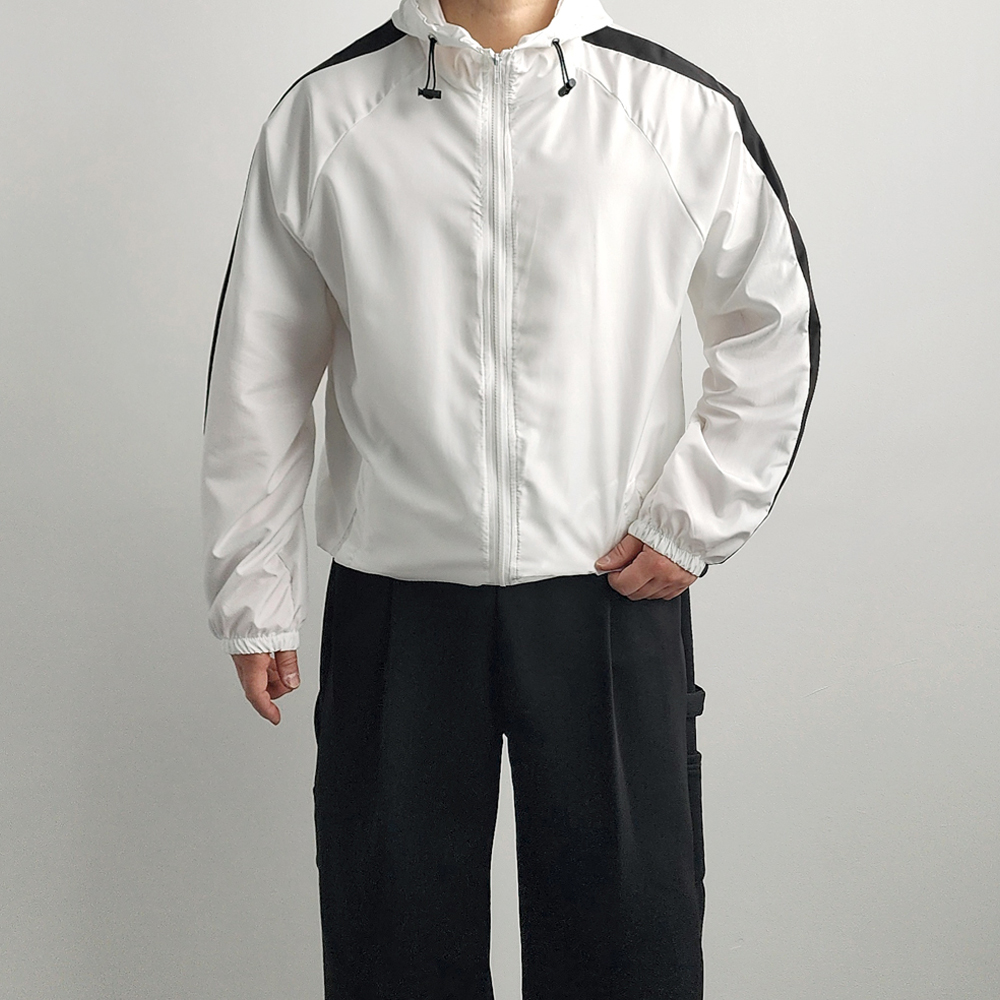 1+1 얇은바람막이 흰색바람막이 고프코어룩 - 상세 이미지 2