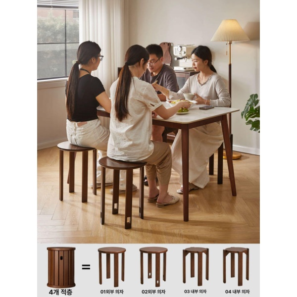 프리미엄 접이식 야외용 원목체어 테라스 행사용 보조 카페 매트 4단 스택 월넛 매트 4단 스택 월넛 - 상세 이미지 4