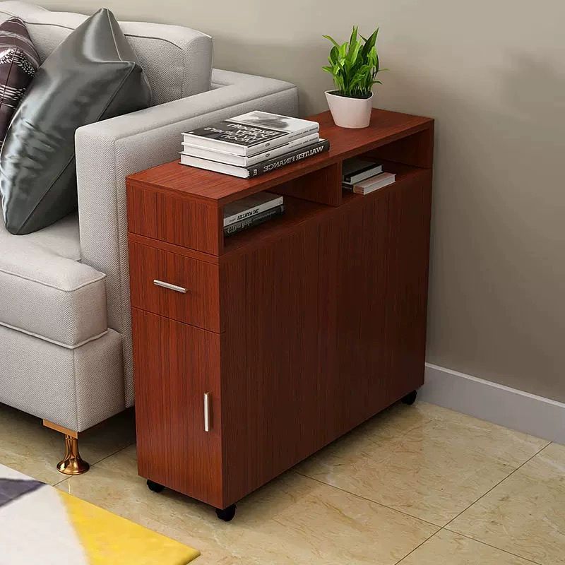 원목 슬림 수납장 옆 화이트 정리함 침대 선반 틈새 20 50 70 바퀴 포함 라이트월넛 - 상세 이미지 4