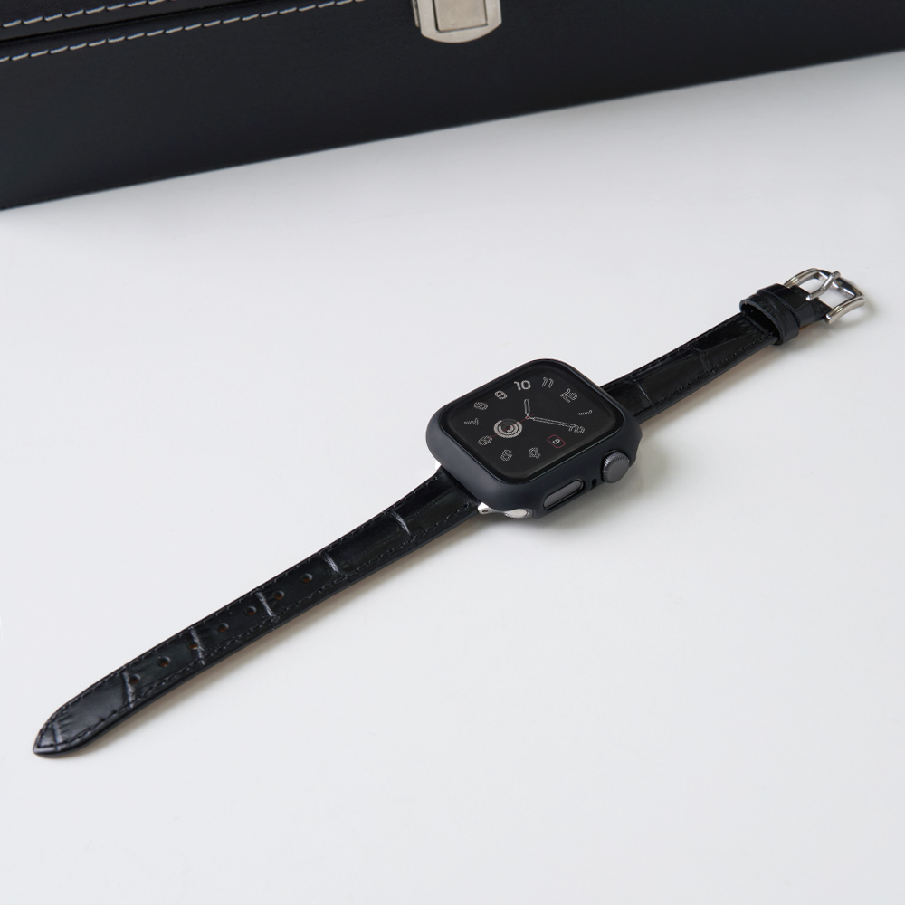 우먼스9999 애플워치 11 스트랩 글로시 악어 천연 가죽 레더 10 9 8 7 6 SE2 SE3 호환 밴드 시계줄 제품 이미지