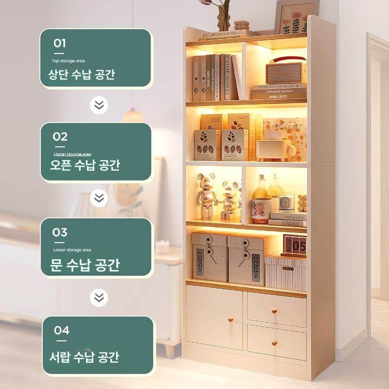 틈새 책장 폭좁은 서랍장 책꽂이 선반 수납 캐비닛 도어 스타일 파스토럴 컬러 50 150 - 상세 이미지 5