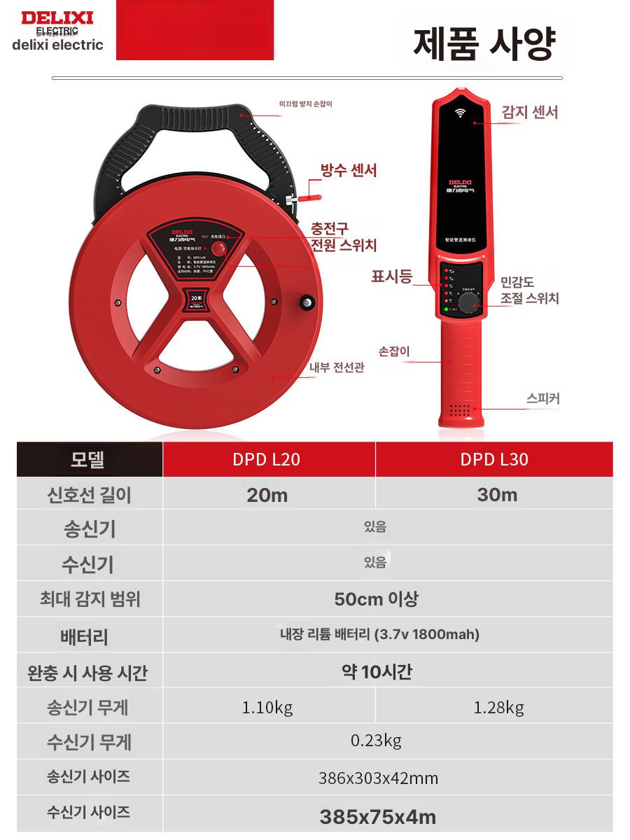 배관내시경카메라 리지드 배관 탐지기 20m 수도공사 벽 관로 배터리 - 상세 이미지 5