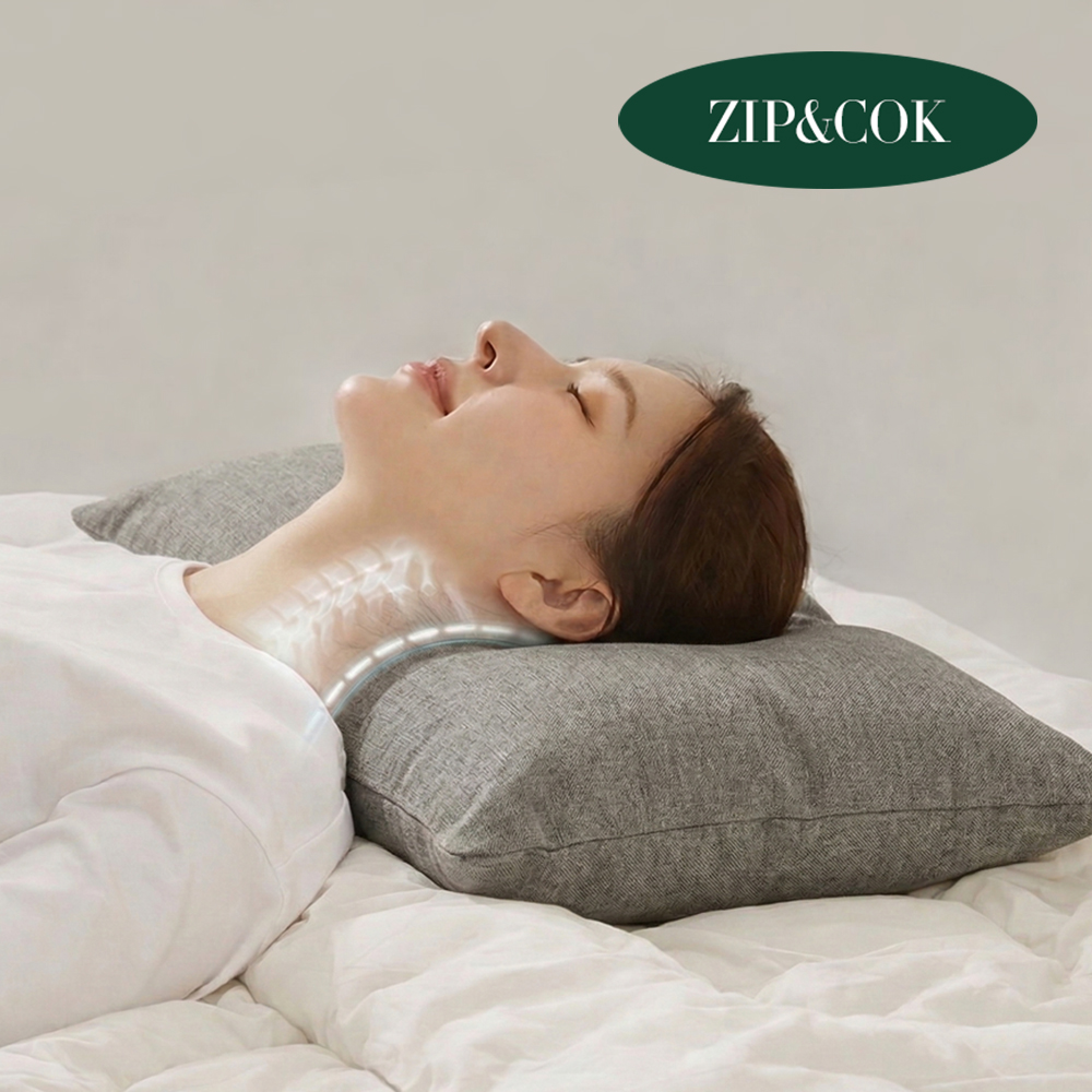 집앤콕 빨아쓰는 경추베개 목디스크 일자목 거북목  옆으로도 편한 베개 그레이, Free