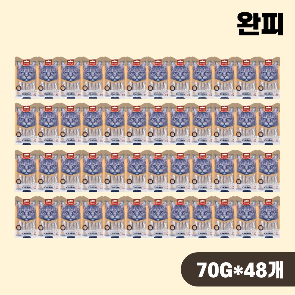 완피 크리미 퓨레 짜먹는 고양이간식 닭고기 게살, 70g, 48개 - 상품 이미지
