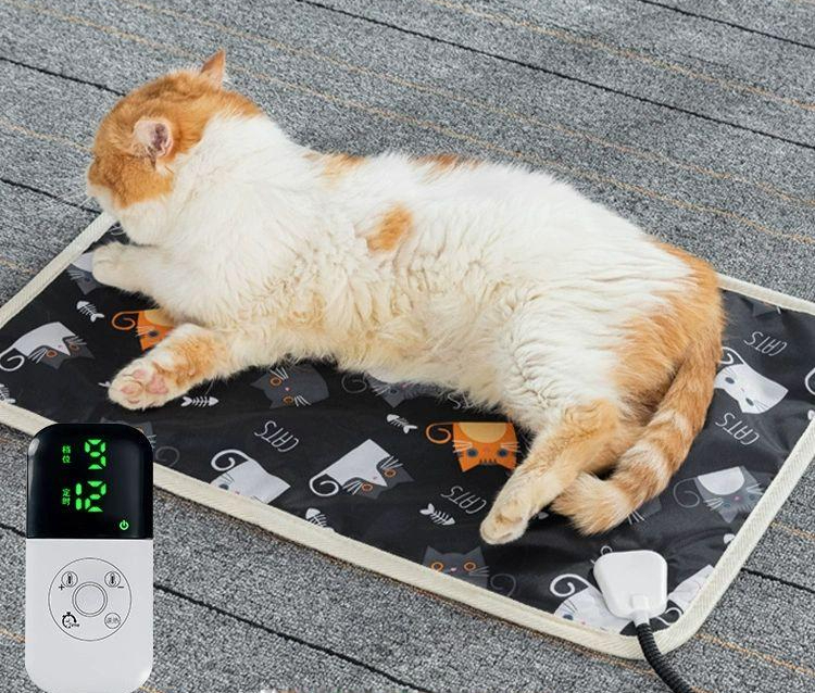 반려동물 전기장판 소형 강아지 고양이 온열 패드 9단 타이머 30 35cm 블랙 캣 - 상품 이미지