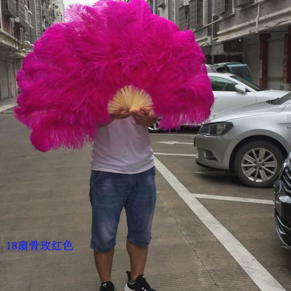 깃털 L. 소형 부채 반경 약 60-65CM, A. 10개 부채살 타조털 대형 부채 특가 - 상세 이미지 2