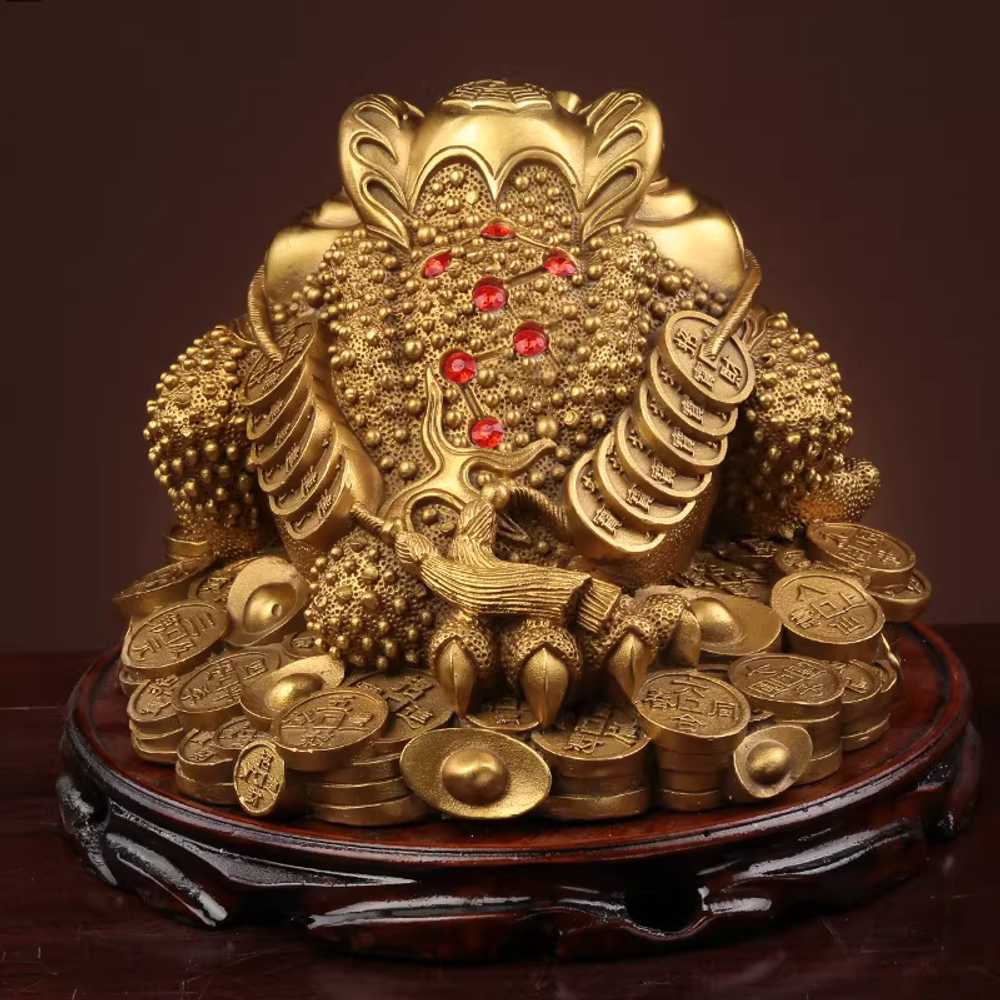 삼족두꺼비 재물두꺼비 장식품 소품 모형 조각상 황동 행운의 두꺼비/약 19cm - 상세 이미지 3