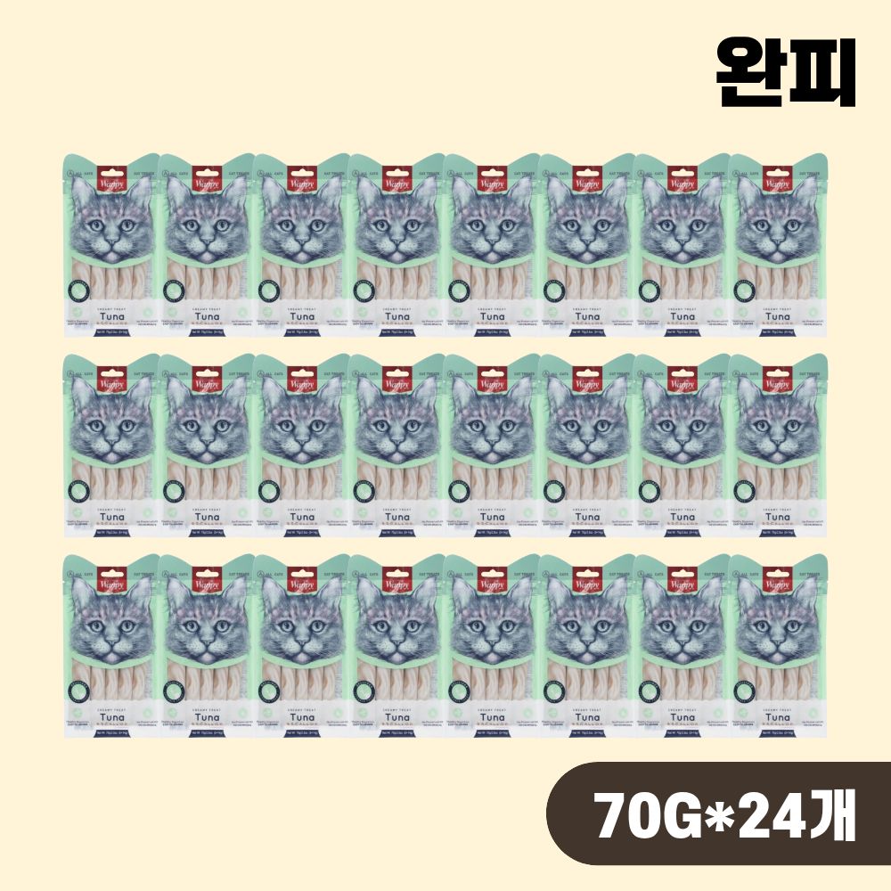 완피 크리미 퓨레 짜먹는 고양이간식 참치 가리비, 70g, 24개 - 상품 이미지