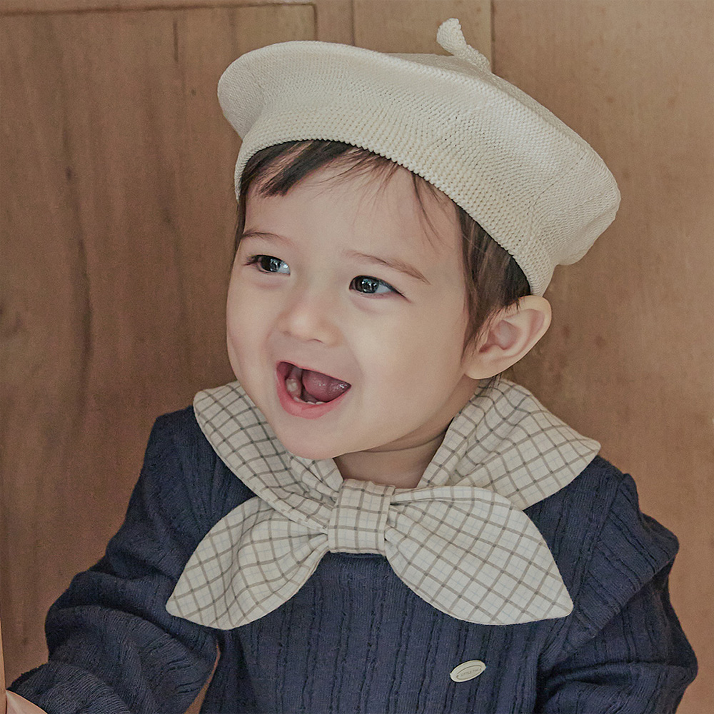 체키 아기스카프 리본 아기빕 데일리 남아 여아 베이지 6개월 2세 3세