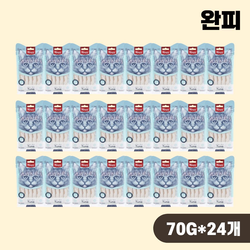 완피 크리미 퓨레 짜먹는 고양이간식 참치 대구, 70g, 24개 - 상품 이미지