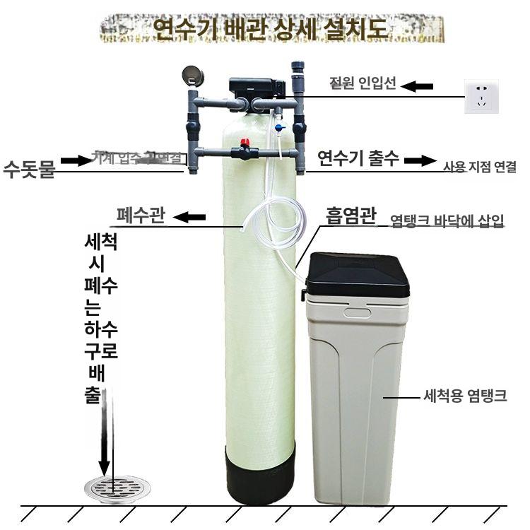 지하수연수기 석회수 제거 정화 수도관 관리 대용량 0.3t 자동 식품용 (설치 포함) - 상세 이미지 5