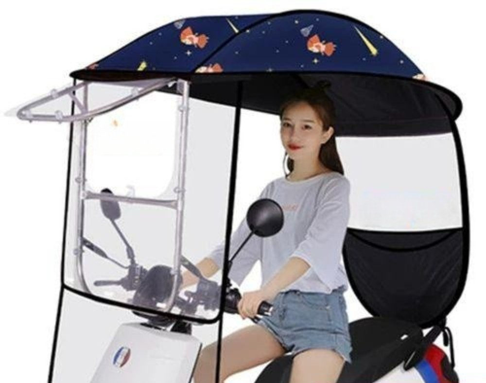 차양막 전기 스쿠터 가림막 커버 삼륜 지붕 캐노피 그늘막 3단 조절 창문 스타리 걸 - 상품 이미지