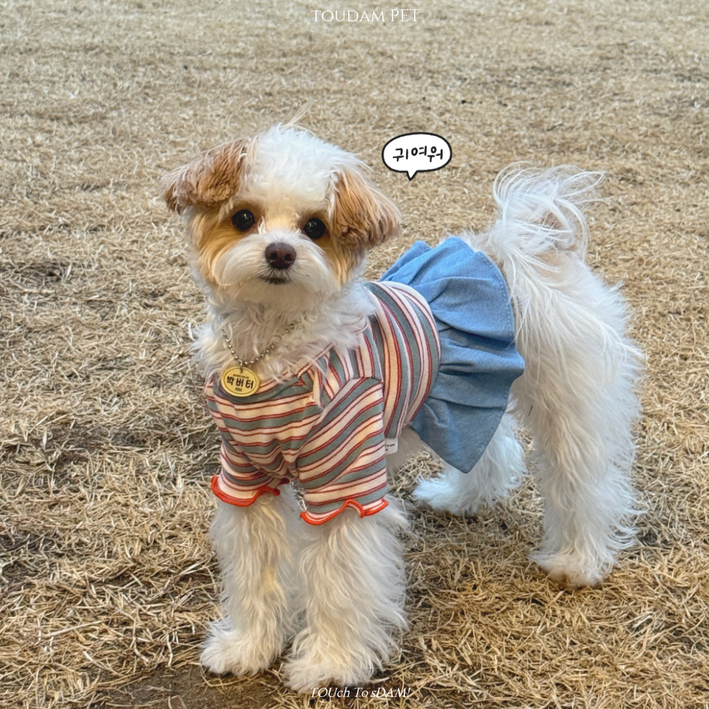 뚜담펫 봉봉 리본 데님 원피스 S-XL 이미지 8