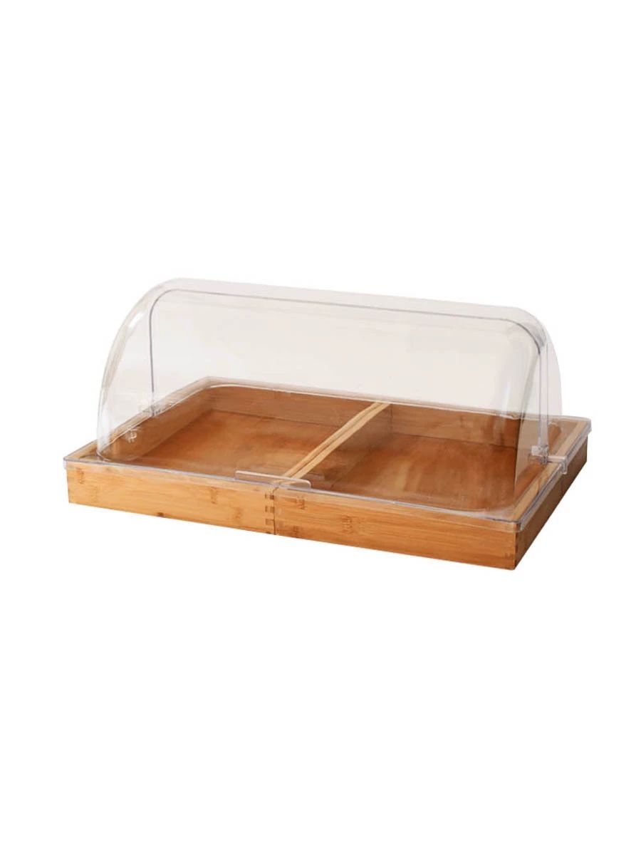 쿠키 투명커버 빵진열대 우드 브레드박스 트레이 케이크돔 42x28xH4cm 쟁반+그릴+플립 단 랜덤 - 상세 이미지 5