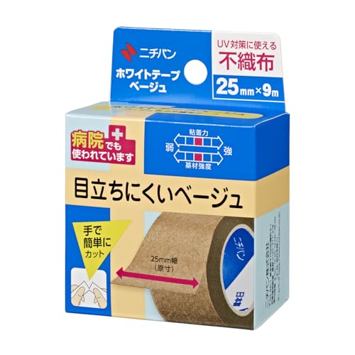 니치반 화이트 테이프 베이지 12mm 폭 9m 길이 1권