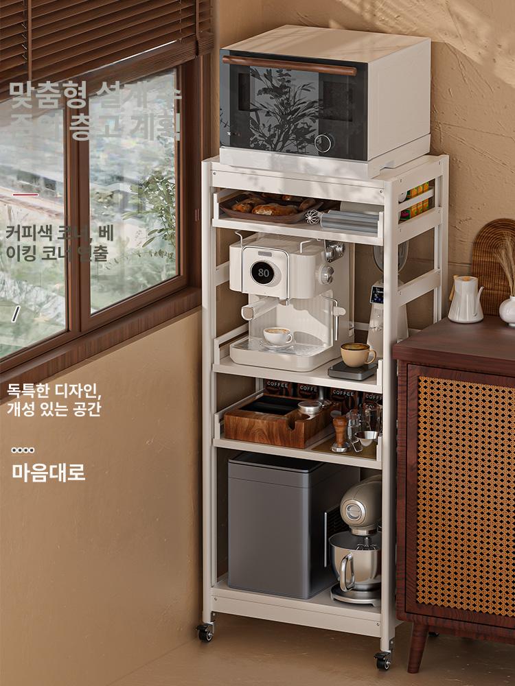 5단 모듈형화이트 높이조절 랙 수납 가능 전자레인지선반 밀키화이트 4단 40x40x115.5 - 상세 이미지 3