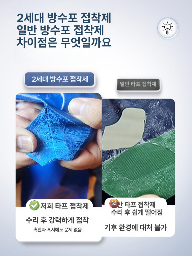 PVC 방수 천 누수 보수 방수포 차단 보수용 PVC 오일 방수 천 200ml 블루 포함 - 상세 이미지 5