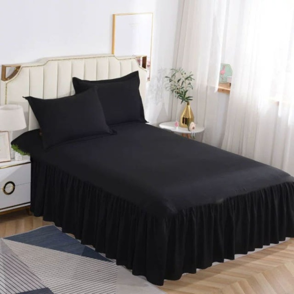 프리미엄 알러지케어 침대 스커트 진드기차단 사계절 블랙 단품 0.9 x 1.9m 90 190cm 블랙 침대 스커트 단품 0.9 x 1.9m 90 x 190cm - 상품 이미지