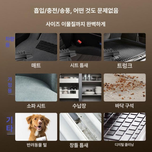 강력한 미니 송풍기 블랙 워리어 프로 A 0mah 다용도 세차 청소기 컴퓨터 주입기 부속품 퍼플 0mah - 상세 이미지 5