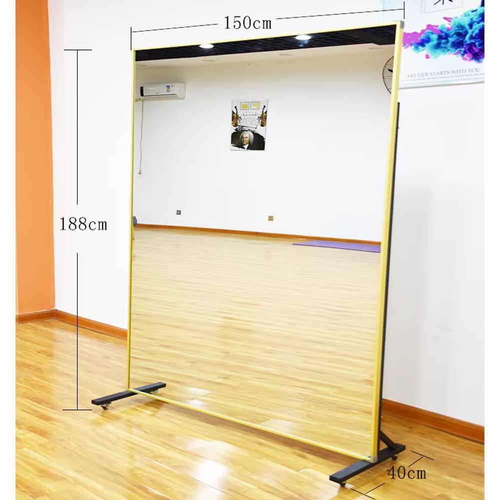 이동식 전신 거울 와이드 바퀴달린 연습실 요가 홈트 168x40cm 이미지 7